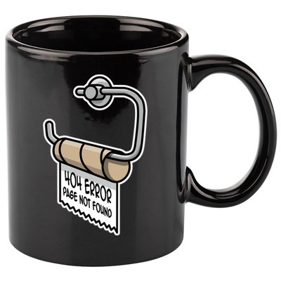 Error 404 Page Not Found Empty Toilet Paper Funny Programmer Gift 11oz C Handle Ceramic Mug