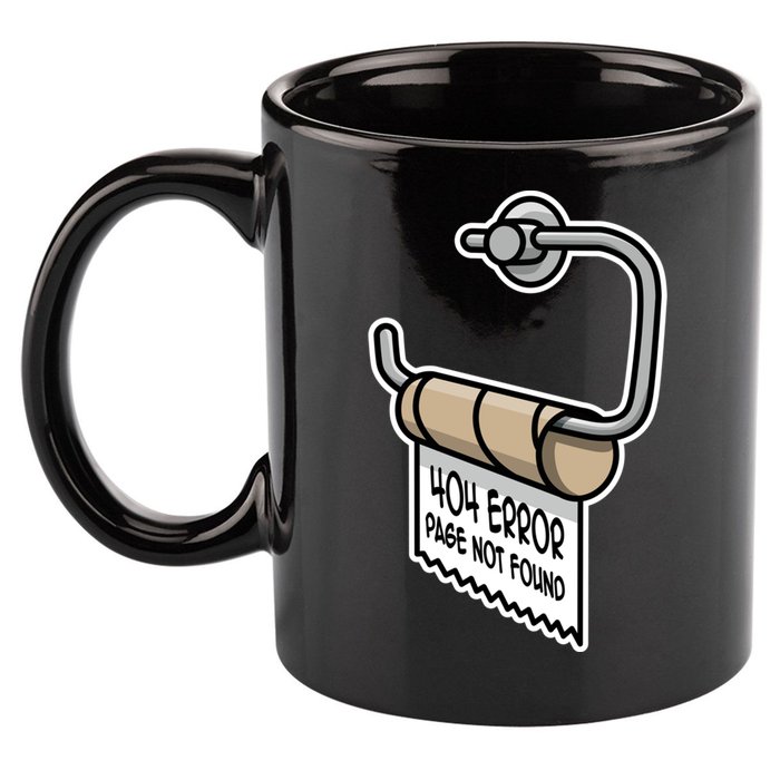Error 404 Page Not Found Empty Toilet Paper Funny Programmer Gift 11oz C Handle Ceramic Mug