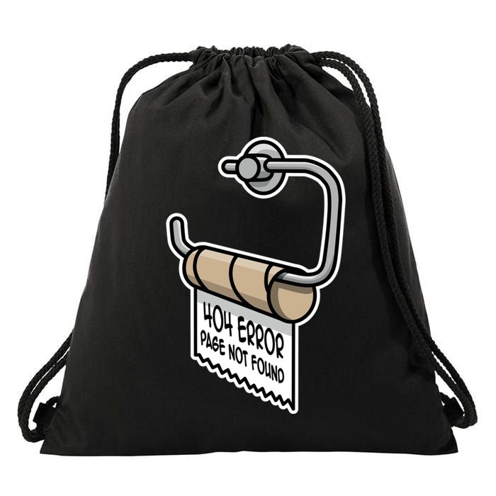 Error 404 Page Not Found Empty Toilet Paper Funny Programmer Gift Drawstring Bag