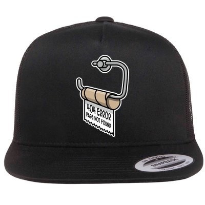 Error 404 Page Not Found Empty Toilet Paper Funny Programmer Gift Flatbill Hat