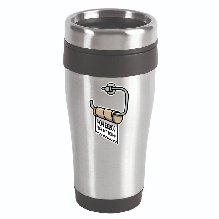 Error 404 Page Not Found Empty Toilet Paper Funny Programmer Gift 16oz Travel Tumbler