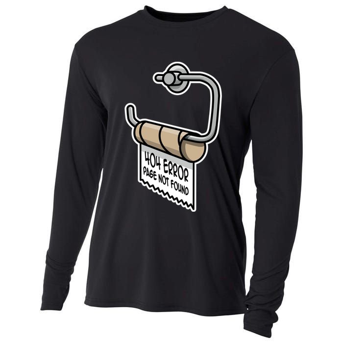 Error 404 Page Not Found Empty Toilet Paper Funny Programmer Gift Cooling Performance Long Sleeve Crew