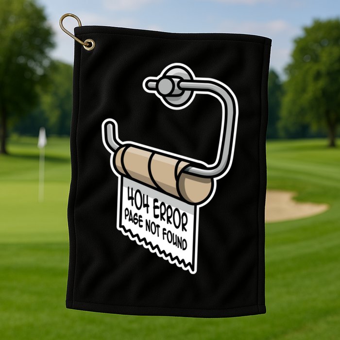 Error 404 Page Not Found Empty Toilet Paper Funny Programmer Gift Golf Towel