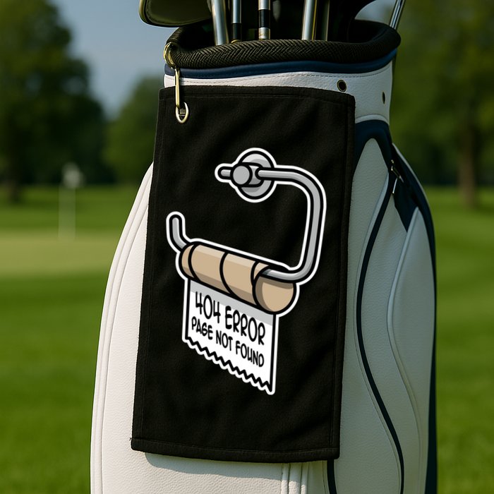 Error 404 Page Not Found Empty Toilet Paper Funny Programmer Gift Golf Towel