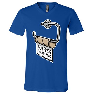 Error 404 Page Not Found Empty Toilet Paper Funny Programmer Gift V-Neck T-Shirt