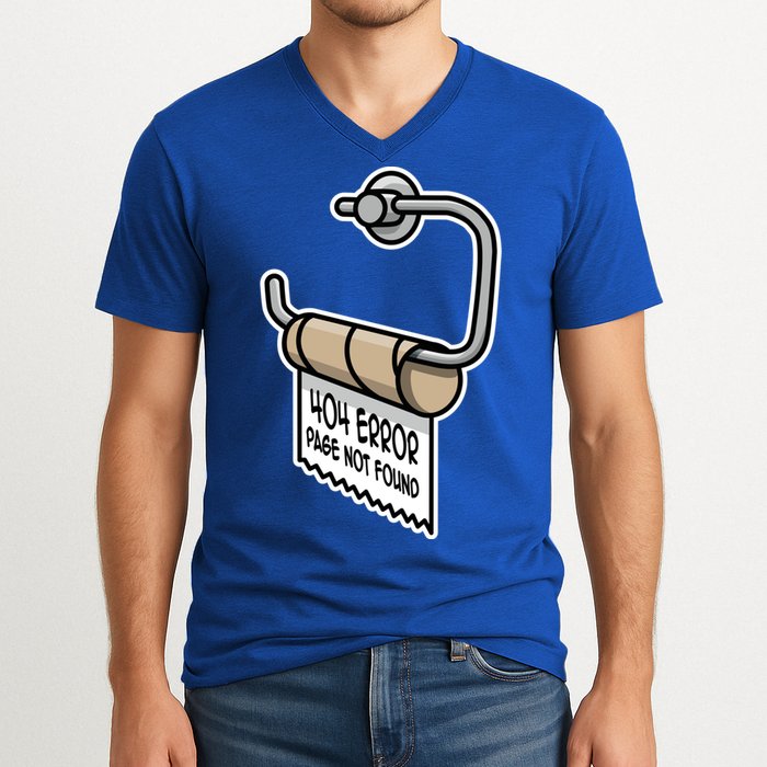 Error 404 Page Not Found Empty Toilet Paper Funny Programmer Gift V-Neck T-Shirt