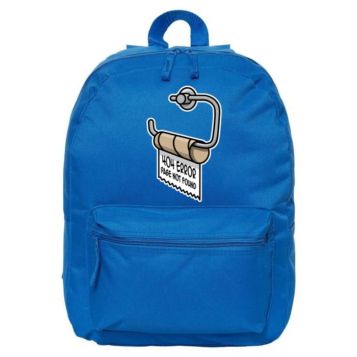 Error 404 Page Not Found Empty Toilet Paper Funny Programmer Gift 16 in Basic Backpack