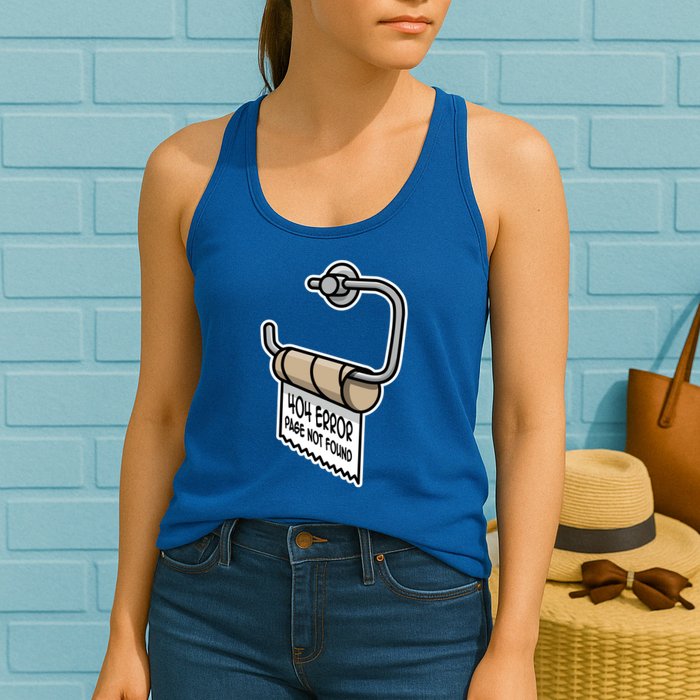 Error 404 Page Not Found Empty Toilet Paper Funny Programmer Gift Womens Tank Top