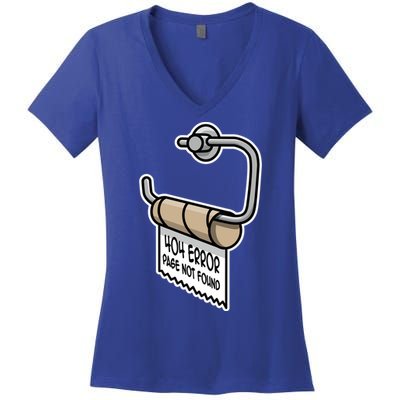 Error 404 Page Not Found Empty Toilet Paper Funny Programmer Gift Women's V-Neck T-Shirt