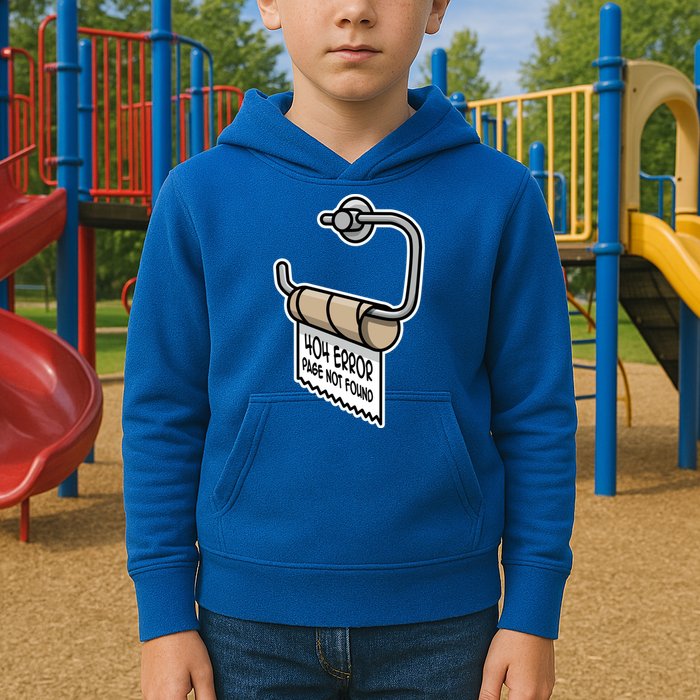 Error 404 Page Not Found Empty Toilet Paper Funny Programmer Gift Kids Hoodie