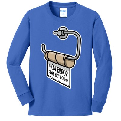 Error 404 Page Not Found Empty Toilet Paper Funny Programmer Gift Kids Long Sleeve Shirt
