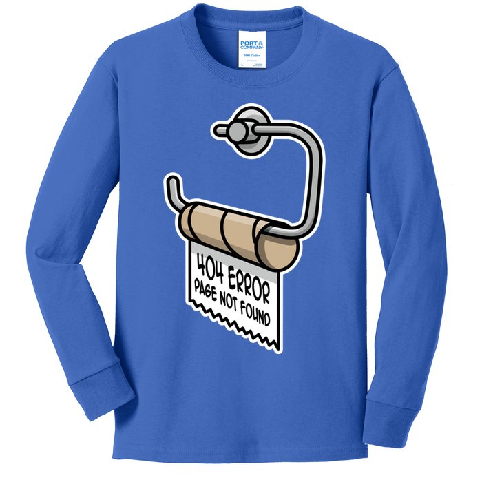 Error 404 Page Not Found Empty Toilet Paper Funny Programmer Gift Kids Long Sleeve Shirt