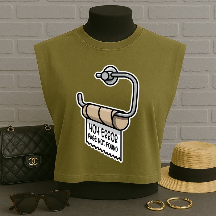 Error 404 Page Not Found Empty Toilet Paper Funny Programmer Gift Garment-Dyed Women's Muscle Tee