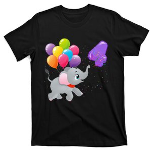 Elephant 4 Years Old Zoo Animals 4th Birthday T-Shirt