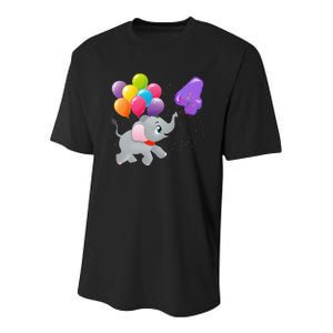 Elephant 4 Years Old Zoo Animals 4th Birthday Youth Performance Sprint T-Shirt