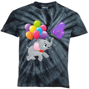 Elephant 4 Years Old Zoo Animals 4th Birthday Kids Tie-Dye T-Shirt