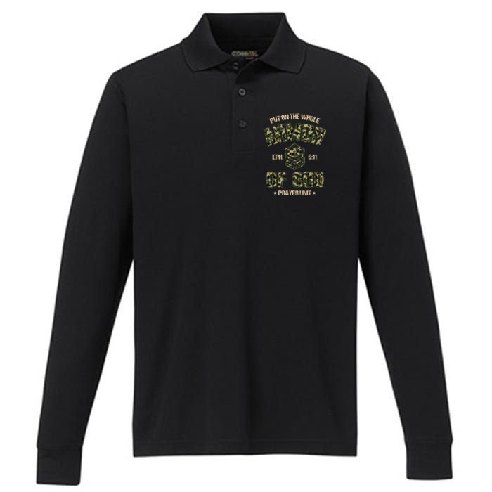 Ephesians 6 11 Put On The Whole Armor Of God Prayer Unit Performance Long Sleeve Polo