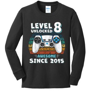 Eight 8yr BDay Son Funny Gamer 8th 8 Year Old Birthday Kids Long Sleeve Shirt