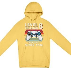 Eight 8th Birthday Decoration Boy 8yr 8 Year Old Birthday Premium Pullover Hoodie