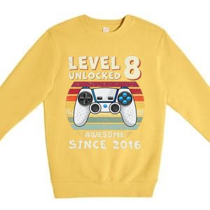 Eight 8th Birthday Decoration Boy 8yr 8 Year Old Birthday Premium Crewneck Sweatshirt