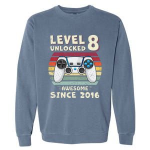 Eight 8th Birthday Decoration Boy 8yr 8 Year Old Birthday Garment-Dyed Sweatshirt