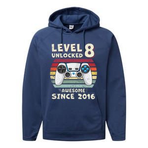 Eight 8th Birthday Decoration Boy 8yr 8 Year Old Birthday Performance Fleece Hoodie