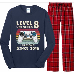 Eight 8th Birthday Decoration Boy 8yr 8 Year Old Birthday Long Sleeve Pajama Set