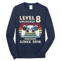 Eight 8th Birthday Decoration Boy 8yr 8 Year Old Birthday Tall Long Sleeve T-Shirt