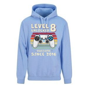 Eight 8th Birthday Decoration Boy 8yr 8 Year Old Birthday Unisex Surf Hoodie