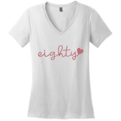 Eighty 80 Years Old Cute For Her 80th Birthday Women's V-Neck T-Shirt