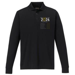 Eclipse April 8 2024 Path Of The Eclipse Performance Long Sleeve Polo