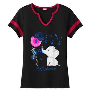 Elephant ALS Awareness - ALS Ribbon Gifts Ladies Halftime Notch Neck Tee