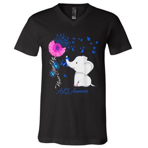 Elephant ALS Awareness - ALS Ribbon Gifts V-Neck T-Shirt