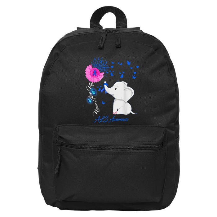 Elephant ALS Awareness - ALS Ribbon Gifts 16 in Basic Backpack