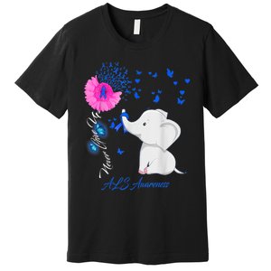 Elephant ALS Awareness - ALS Ribbon Gifts Premium T-Shirt