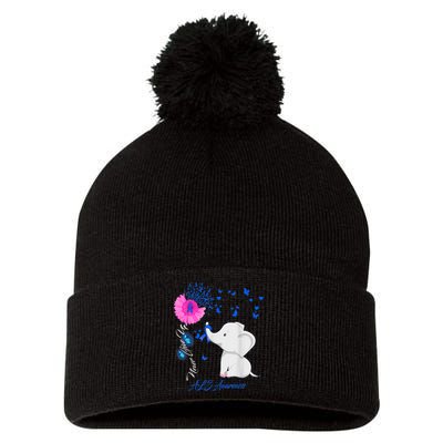 Elephant ALS Awareness - ALS Ribbon Gifts Pom Pom 12in Knit Beanie