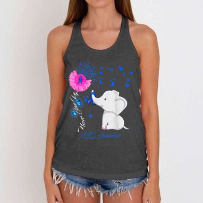 Elephant ALS Awareness - ALS Ribbon Gifts Women's Knotted Racerback Tank