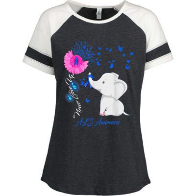 Elephant ALS Awareness - ALS Ribbon Gifts Enza Ladies Jersey Colorblock Tee