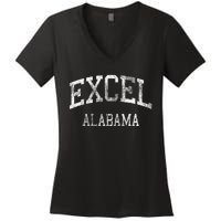 Excel Alabama Al Vintage Athletic Sports Design Women's V-Neck T-Shirt