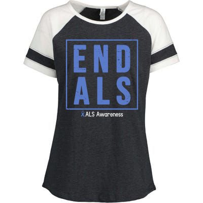 End Als Awareness Ribbon Enza Ladies Jersey Colorblock Tee