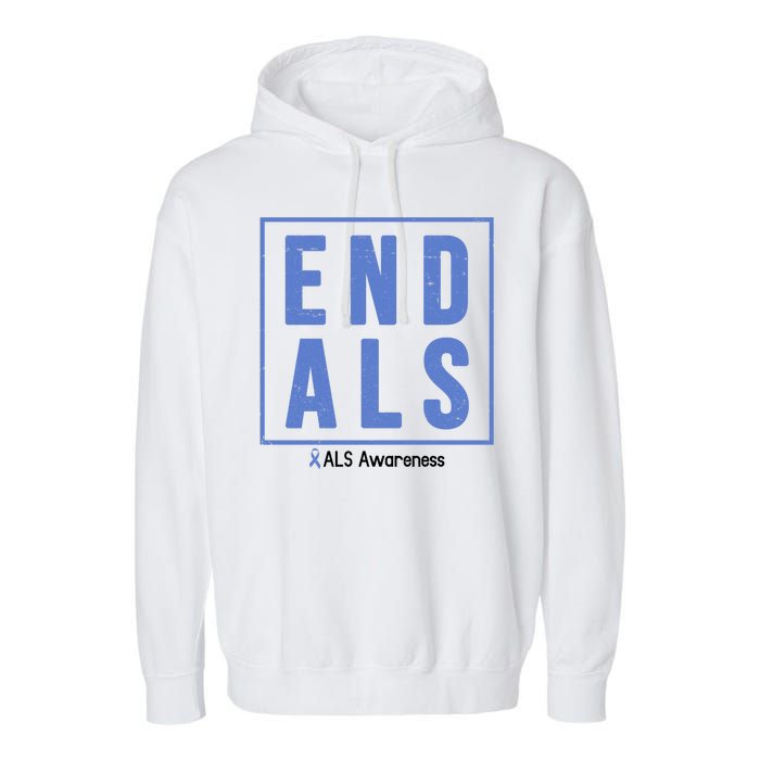 End Als Awareness Ribbon Garment-Dyed Fleece Hoodie