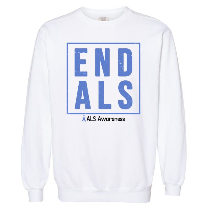 End Als Awareness Ribbon Garment-Dyed Sweatshirt