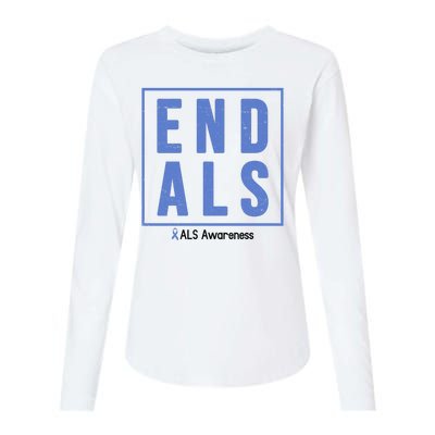 End Als Awareness Ribbon Womens Cotton Relaxed Long Sleeve T-Shirt