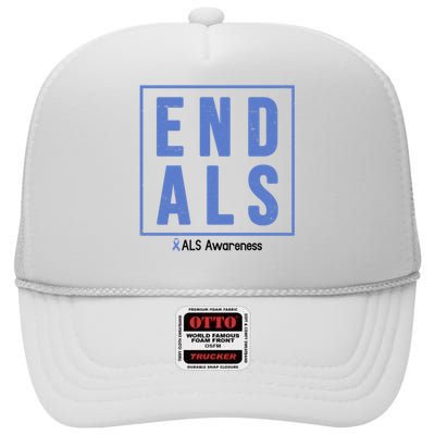 End Als Awareness Ribbon High Crown Mesh Back Trucker Hat