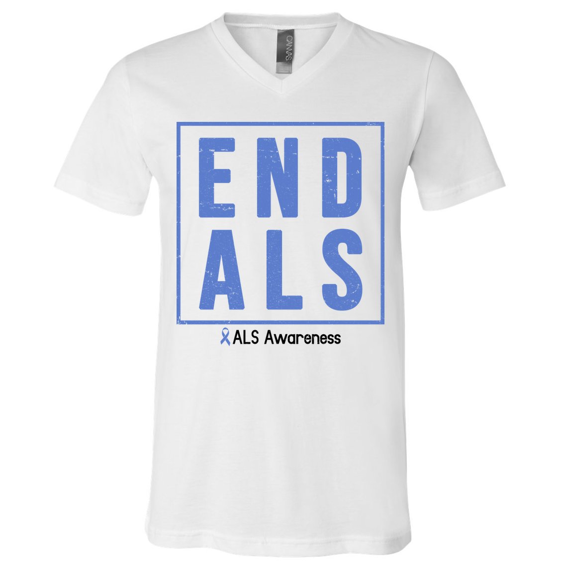 End Als Awareness Ribbon V-Neck T-Shirt