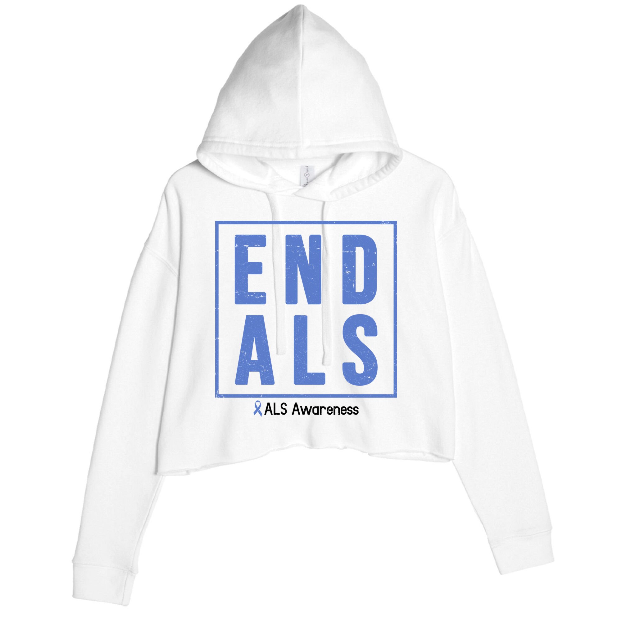 End Als Awareness Ribbon Crop Fleece Hoodie