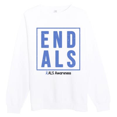 End Als Awareness Ribbon Premium Crewneck Sweatshirt