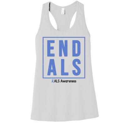 End Als Awareness Ribbon Women's Racerback Tank