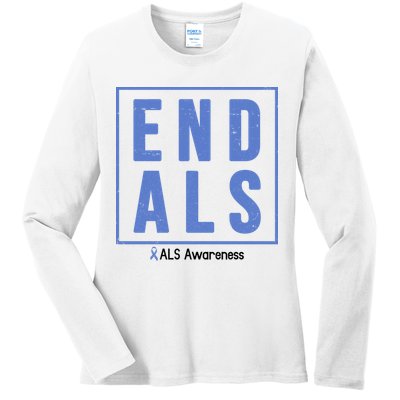 End Als Awareness Ribbon Ladies Long Sleeve Shirt
