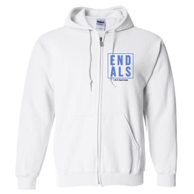 End Als Awareness Ribbon Full Zip Hoodie